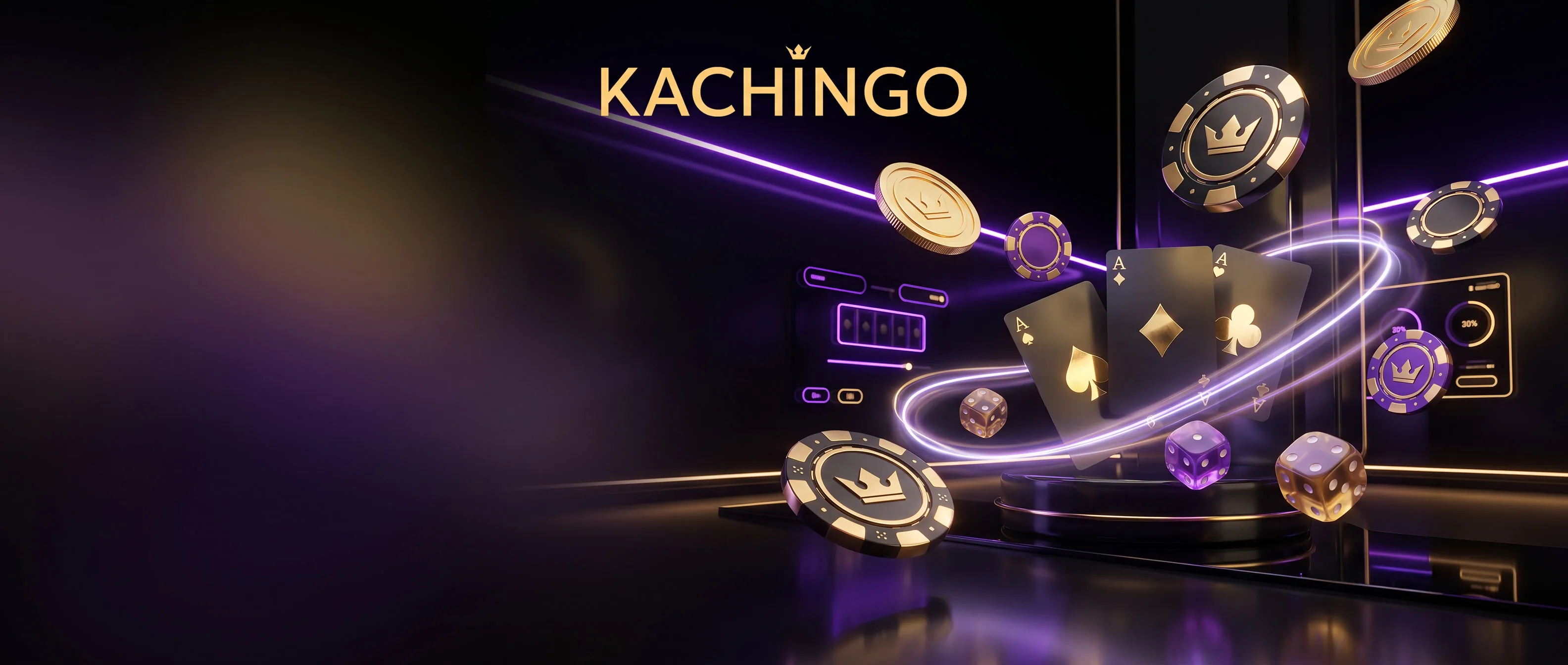 Kachingo Casino artwork with cards and gaming chips